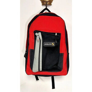 Overland Mens Black & Red Gadget Ready To Go Padded Backpack Generation X‎ NWT